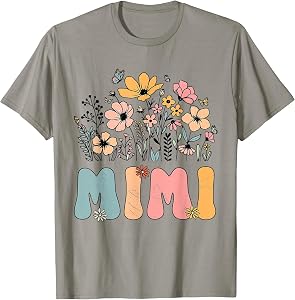 Wildflower Mimi Life Tshirt Grandma Grandmother Announcement T-Shirt