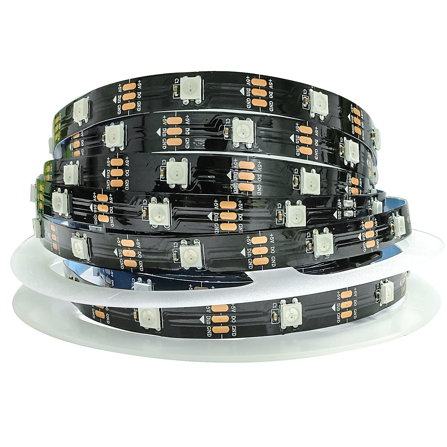 Tesfish WS2812B LED Strip Lights, RGB LED Pixel Strip 5M 5V 5050 150 LEDs IP30 Flexible Black PCB Full Color Individually Addressable Smart LED Light Strips for Advertising Decoration DIY Projects