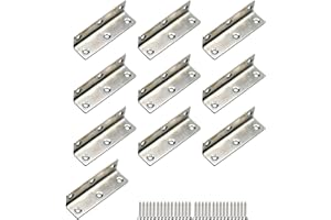 L Bracket,Heavy Duty Corner Brace,Stainless Steel Corner Bracket,Siver Large Angle Brackets, Metal Braces for Wood Aufuga (4inch 10pcs)