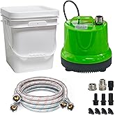 Tankless Water Heater Flushing Kit Includes 1/6HP Submersible Utility Water Pump with Adapters & 3 Gallons Pail & Hoses & Suc