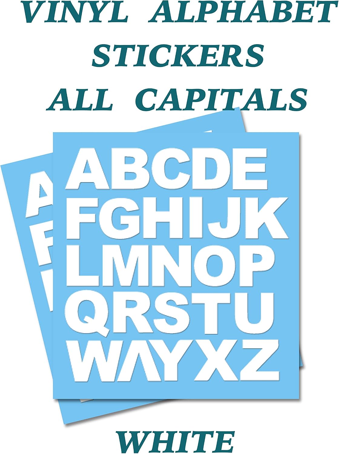 2 x Set of Big White Letters Full Alphabet, Removable Self Adhesive Waterproof Durable Vinyl Stickers