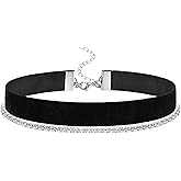 Black Choker Necklaces for Women Classic Black Velvet Choker Lace Choker Adjustable Leather Collar Gothic Punk Necklaces Halloween Cosplay Jewelry Accessories