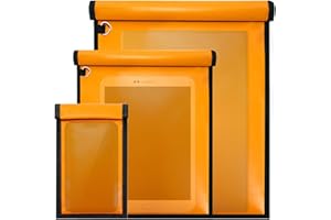 Quctak 3 Pack Orange Faraday Bags, Extra Large Faraday Bag for Laptops & Tablets & Car Keys, Waterproof & Fireproof Faraday Cage, Faraday Key Fob Protector