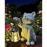 YODY Garden Statues Outdoor Garden Decor: Cat Statue with Solar Lantern for Yard Art Lawn Ornaments Porch Patio Balcony Home House - Birthday Gifts for Grandma Mom Women