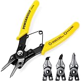Powerbuilt Snap Ring Pliers Set, 4 interchangeable Heads, Straight, 45&deg;, and 90&deg; - 648598