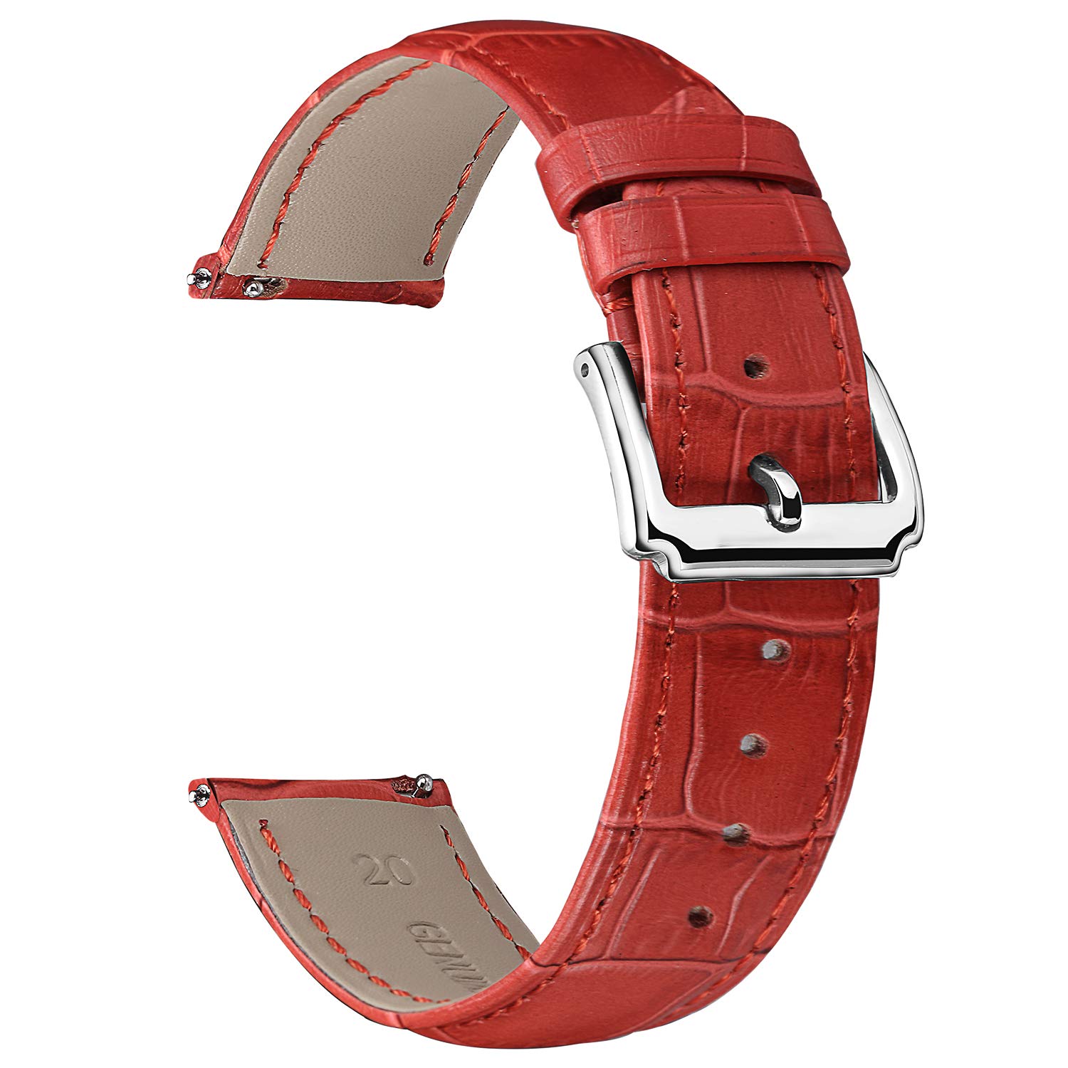 BINLUN Leather Watch Strap Quick Release Replacement Crocodile Leather Watch Bands for Men Women (Red, 17mm)