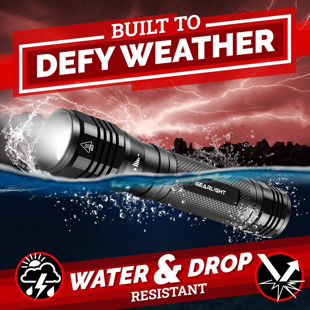 GearLight High Lumens LED Flashlight S2500 - Powerful Patented 1500 Lumen Flashlights, Brightest Tactical Flash Light, Super Bright Camping Accessories and Gear - - 