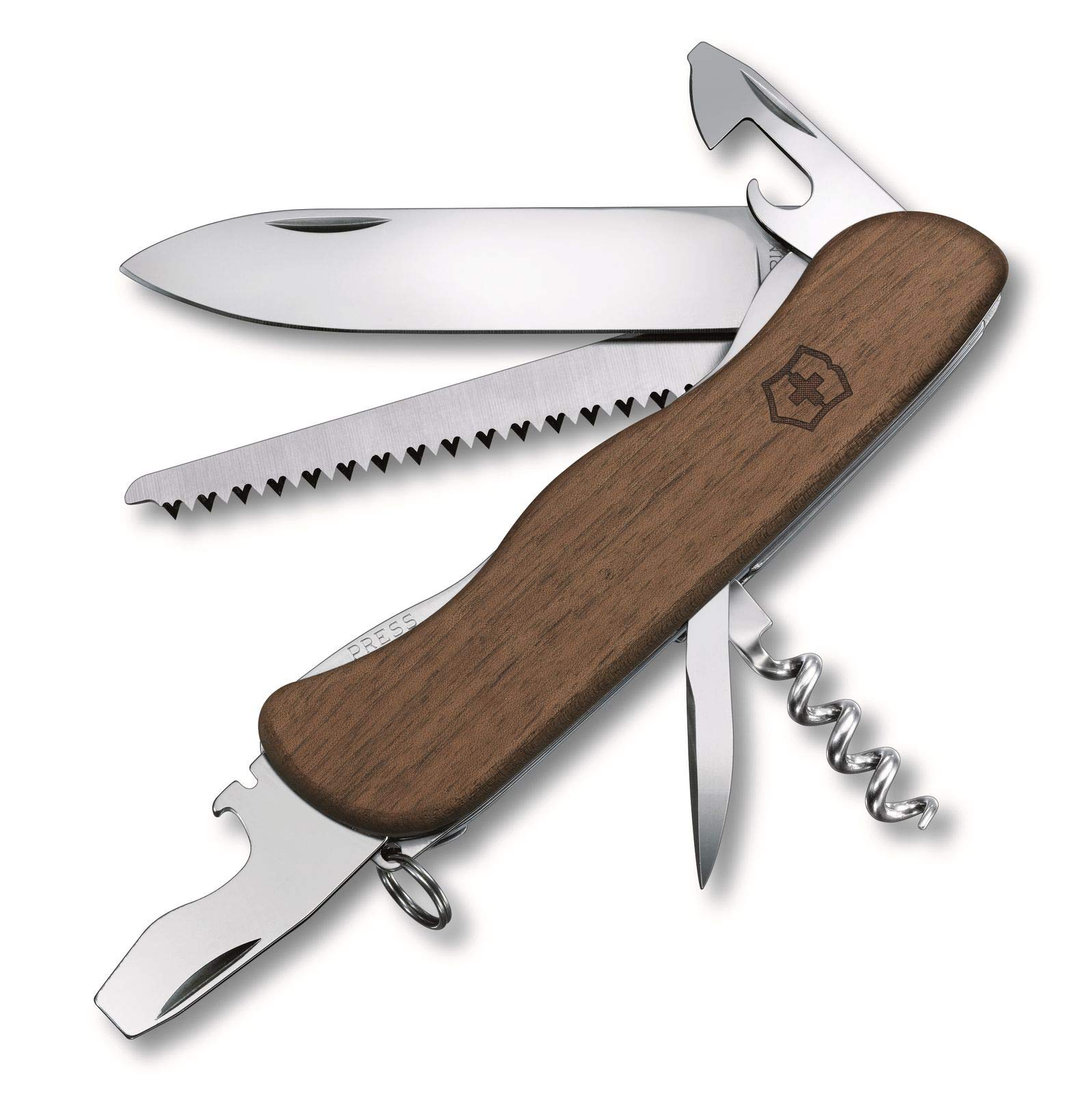 Victorinox Schweizer Taschenmesser, Forester Wood, Swiss Army Knife, Multitool, 10 Funktionen, Feststellklinge, Dosenöffner, Schraubendreher, Braun 2
