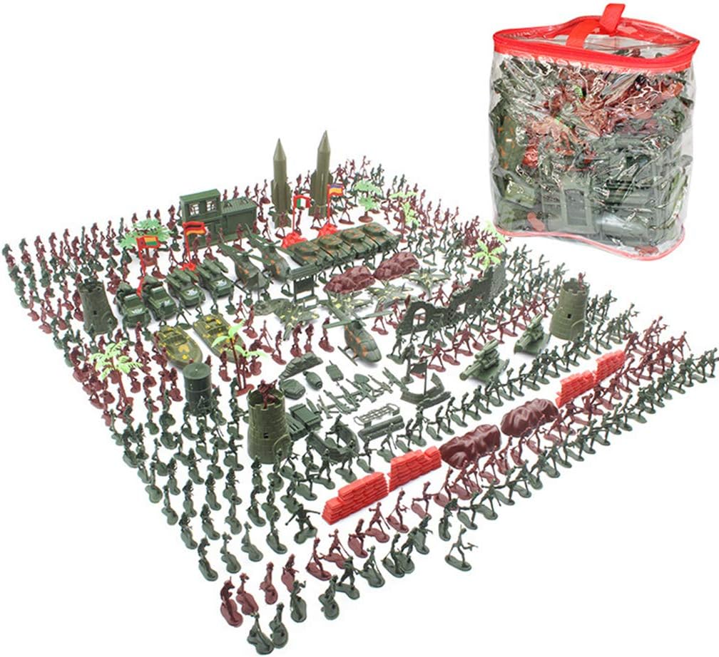 LGRQWER 519 Piece Army Men Playset for Kids Boys Toys Soldiers Military Action Figures in Combat WW2 Era,Military War Scene Toys