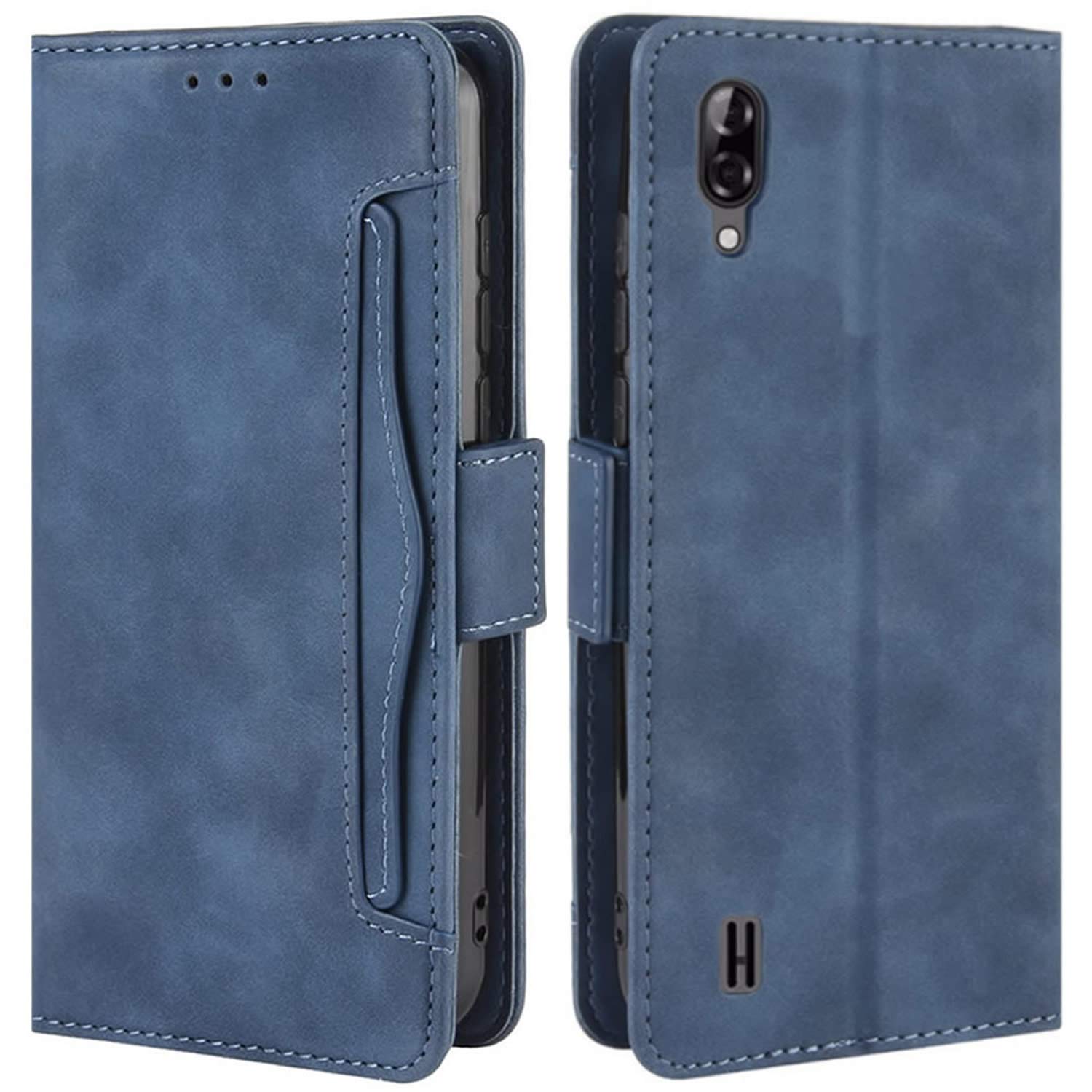 HualuBro Blackview A60 Case, Magnetic Full Body Protection Shockproof Flip Leather Wallet Case Cover with Card Slot Holder for Blackview A60 2019 Phone Case (Blue)