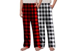 Arshiner Boys Pajama Pants 2 Pack Soft Plaid Sleepwear Kids Lounge PJ Bottoms with Pockets