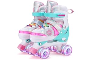 Ylaide Kids Adjustable Roller Skates for Girls Boys, All 8 Wheels Illuminating.