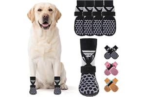 KOOLTAIL Dog Socks for Hot Pavement, Summer Breathable Dog Socks to Prevent Licking Paws, Non Slip Pet Boots & Paw Protectors for Hardwood Floor,Grippy Shoes for Small Medium Large Senior Dogs,Black M