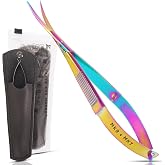 Spring Action Scissors for Applique &amp; Embroidery - Curved, 4.5", Rainbow | Machine Embroidery, Sewing &amp; Quilting - Precision Cutting for Fabric &amp; Thread, Stainless Steel Trimming Snips