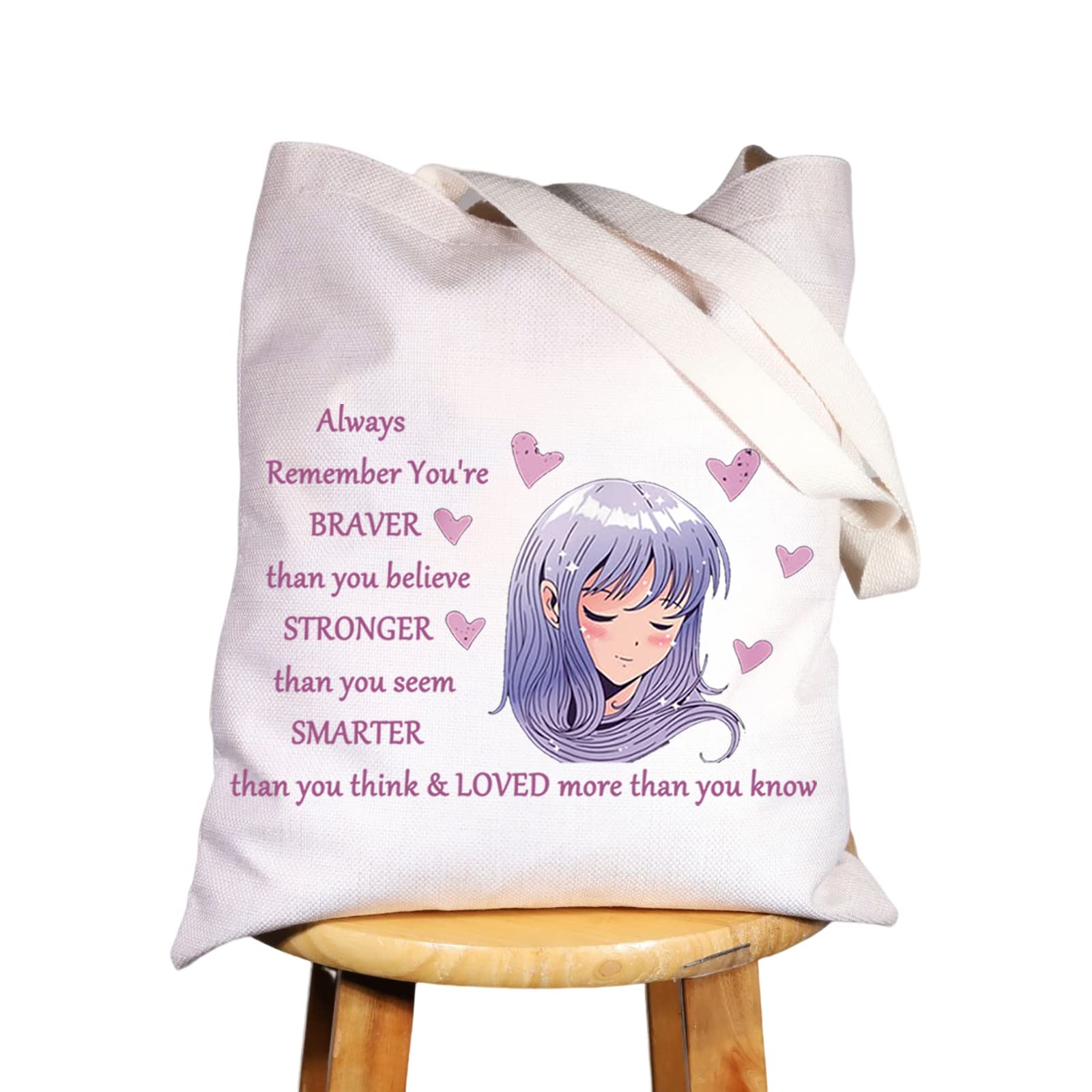 WZMPA Amine Girl Cosmetic Bag Anime Fans Gift You Are Braver Stronger Smarter Than You Think Japan Anime Makeup Zipper Pouch Bag For Women Teen Girls, Always Amine Tote, Anime-themed Tote