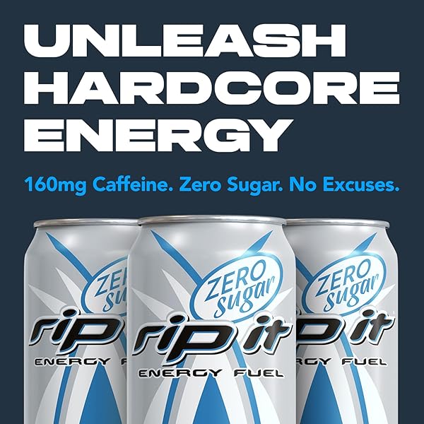 RIP-IT ENERGY DRINK | POWER ZERO SUGAR | SHARP CITRUS FLAVOR | 12-PACK (16OZ CANS) | 160MG CAFFEINE | SUGAR FREE | NO CRASH | HARDCORE ENERGY THAT RIPS!