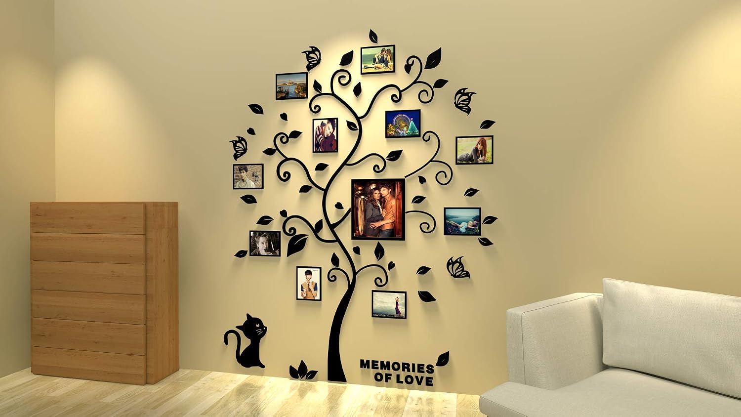 Alicemall 3D Tree Wall Sticker with Photo Frame, Family Tree Wall Decal, DIY Photo Tree Wall Sticker - Image 3