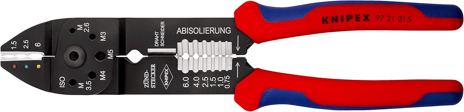 KNIPEX Crimping Pliers Self-Service Card Black Lacquered with Multi-Component Handles 230 mm, 97 21 215 SB - Image 4