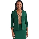 Kasper Womens 3/4 Cuffed Sleeve Stretch Open-Front Blazer
