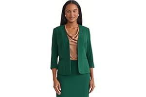 Kasper Womens 3/4 Cuffed Sleeve Stretch Open-Front BlazerBlazer