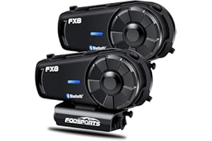 Fodsports FX8 Motorcycle Helmet Bluetooth Headset with Music Sharing, Helmet Intercom with EQ Sound/FM,Up to 8 Riders Group Intercom,Motorcycle Headset for ATV/Dirt Bike/Off Road/2pcs