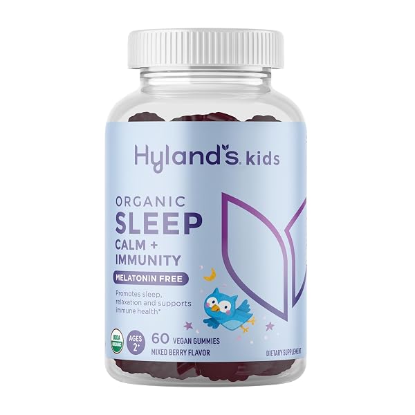 HYLAND’S KIDS MELATONIN FREE ORGANIC SLEEP AID GUMMIES WITH CALM & IMMUNE SUPPORT – WITH VITAMIN C, ZINC, ELDERBERRY, LEMON BALM & CHAMOMILE, HELPS WITH SLEEPLESSNESS & RESTLESSNESS, 60 VEGAN GUMMIES