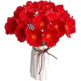 Mandy's 10pcs Red Artificial Poppy Flower 12.5" for Wedding Home & Kitchen PU