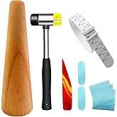 BDYAQGC Jewelry Making Tool Wood Bracelet Mandrel Round Plastic Wrist Sizer with Polished Agate Knife Jewelers Hammer Rubber Mallet Bangle Shaper Tools Jewelry Repair Kit