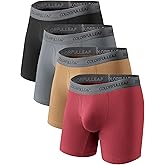 COLORFULLEAF Men's Underwear Breathable Bamboo Rayon Boxer Briefs Lightweight Open Fly Underwear Multipack(4E,Large)