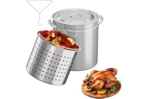 ROVSUN 36-Quart Stainless Steel Turkey Fryer & Seafood Boil Pot with Basket, Lid & Hook, Large Stock Pot for Outdoor Cooking of Turkey, Crawfish, Crab, Lobster & Shrimp