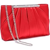 Dasein Elegant Pleated Evening Clutch Bags for Women Formal Handbags Purses for Wedding Party Prom with Sparkly Rhinestones