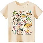 Kids Short Sleeve Tees Toddler Crewneck T-Shirts Boys Girls Dino Raccoon Excavator Silly Goose Flower Girl Tops 2-7 Years
