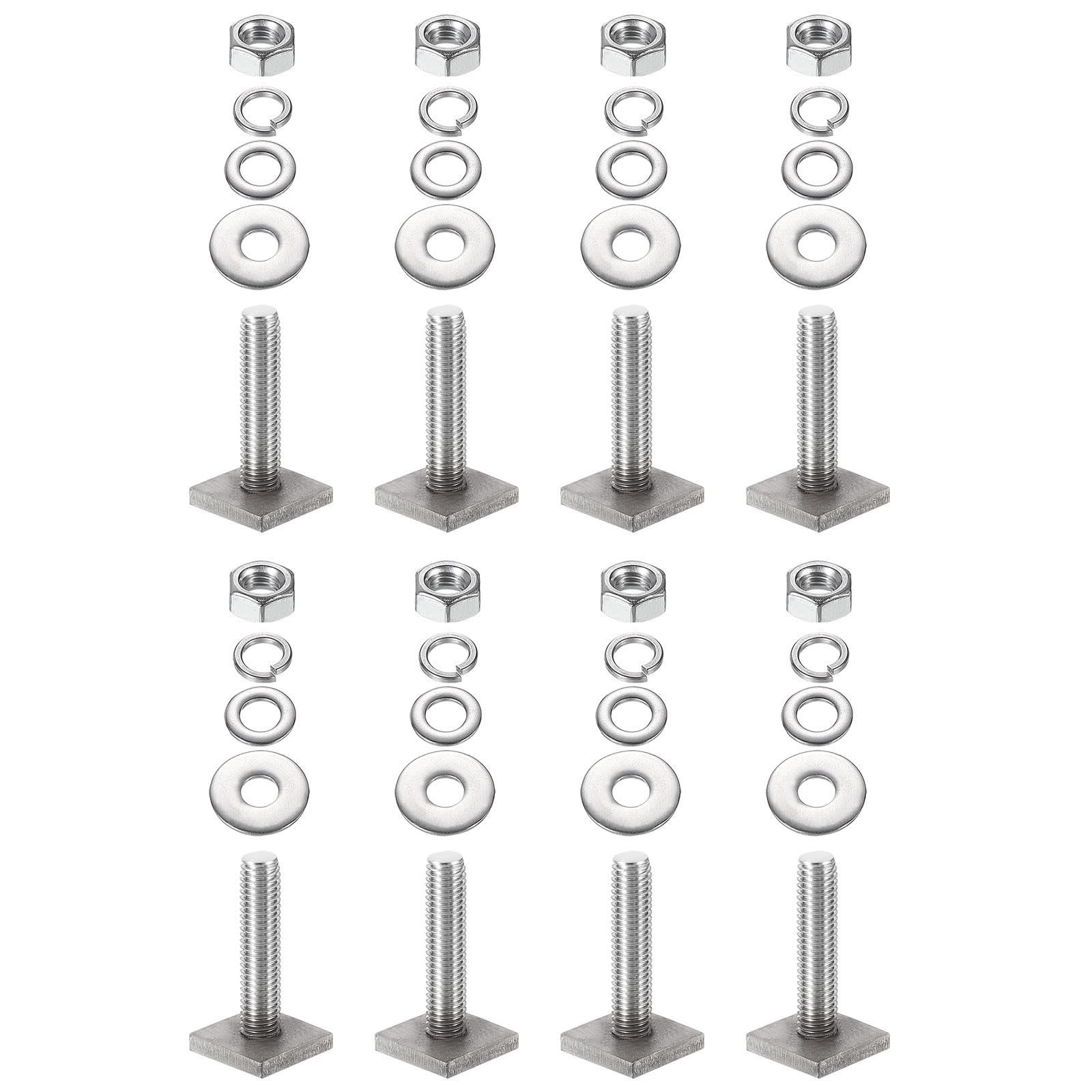 PATIKIL T Slot Bolts M8 x 35mm, 8 Set Square Head T Bolts Roof Rack Stainless Steel T Track Bolts with Nut Washers for Bike Ski Kayak Rack