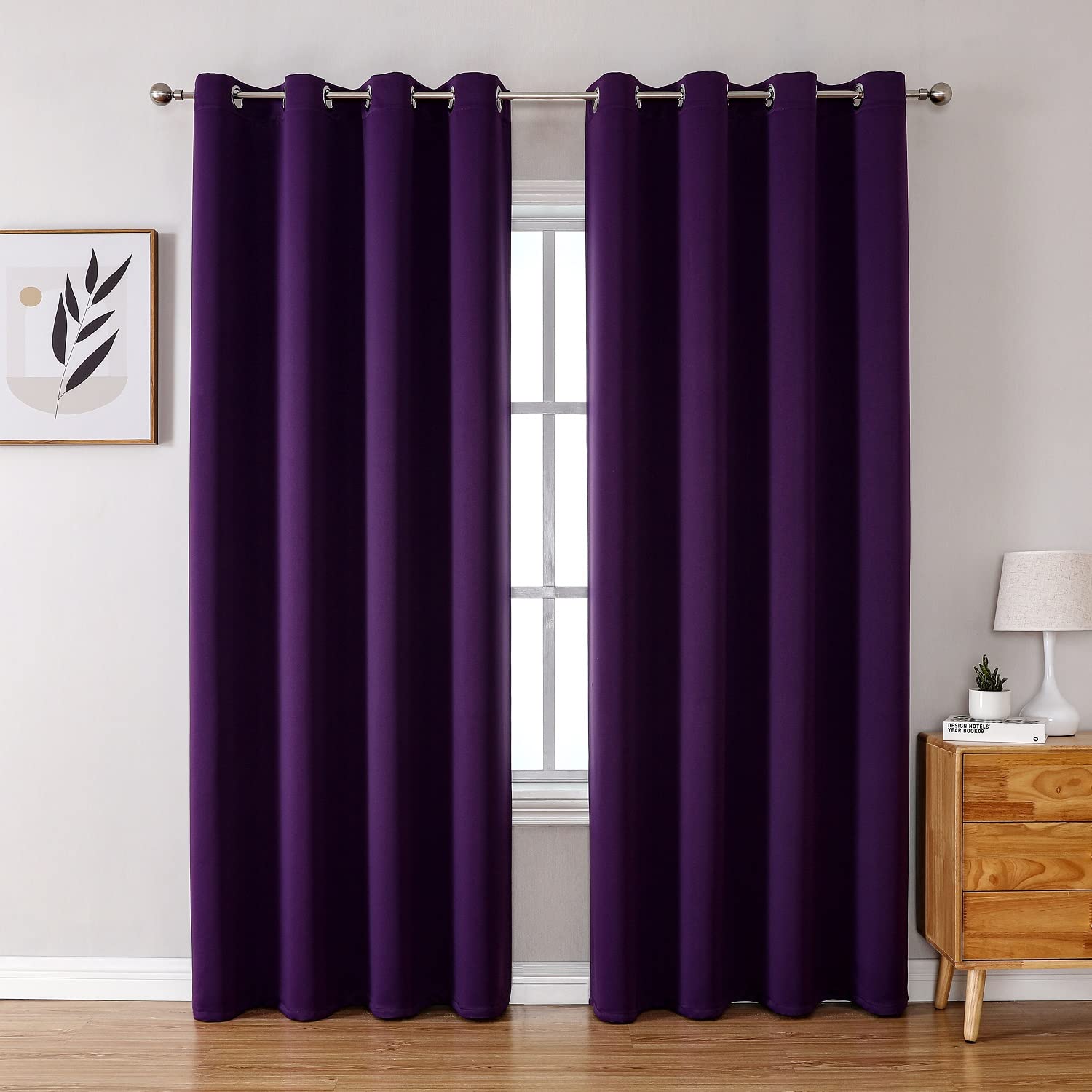 ChrisDowa Blackout Curtains 120 Inches Long 2 Panels Set for Living Room, Grommet Thermal Insulated Room Darkening Curtains for Bedroom (Royal Purple, 52 x 120 Inch) Image