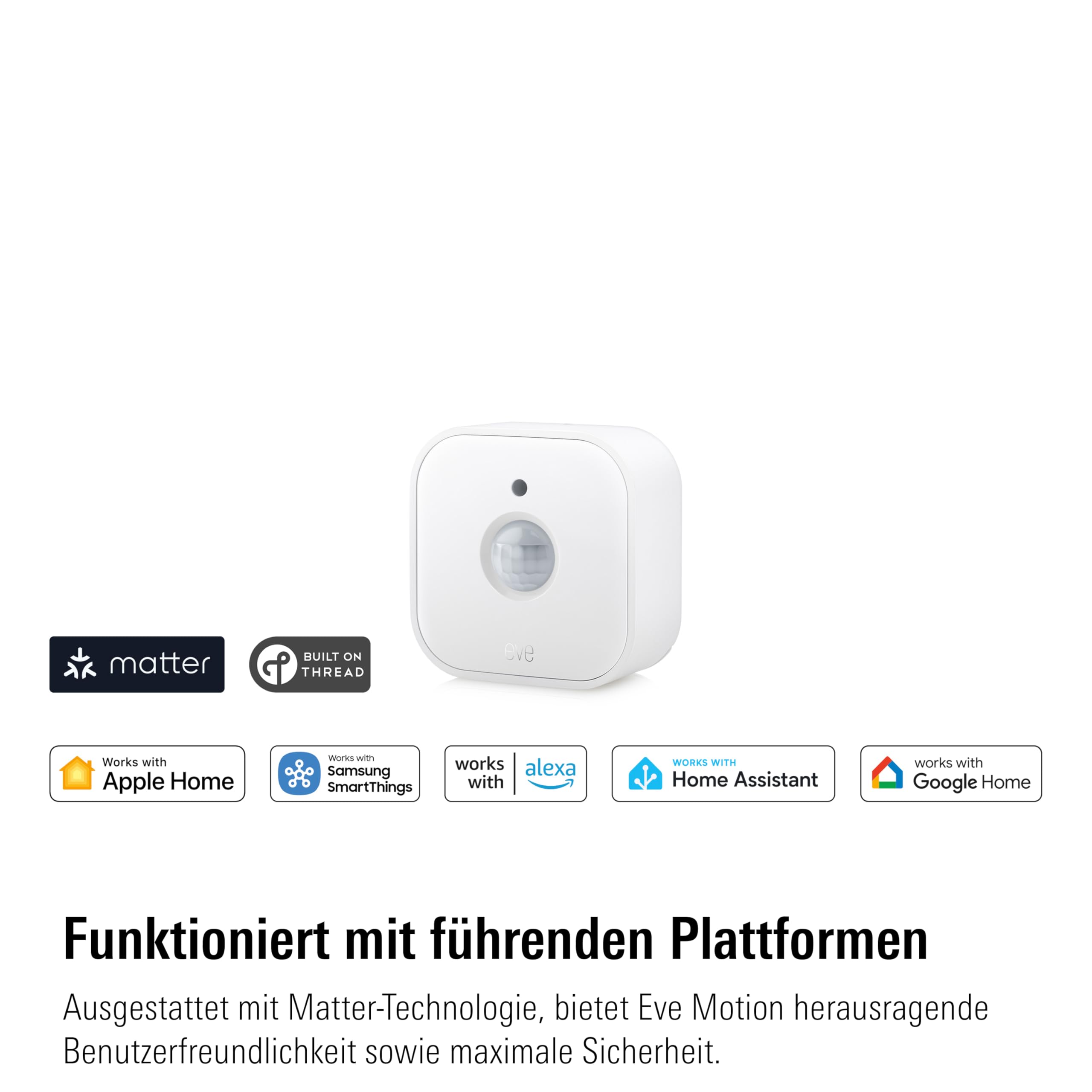 Eve Motion (Matter), Bewegungsmelder mit Lichtsensor (Innen-/Außenbereich), smarte Licht-/Geräte-Steuerung, kompatibel mit Alexa, Apple Home, Google Home, SmartThings, Thread Border Router erforderl 2