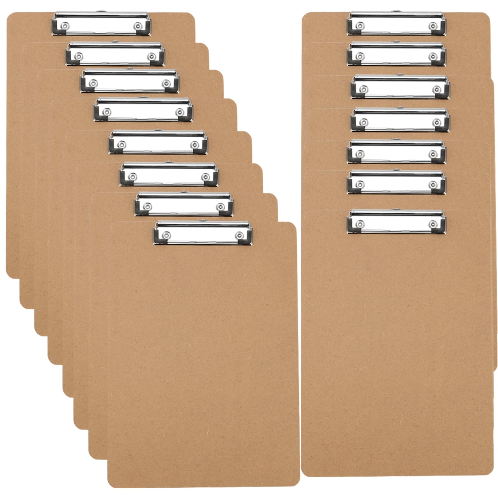 ZEONHEI 15 Pack A5 Clipboard, A5 Wooden Clipboards with Hanging Hole and Low Profile Metal Clip, Memo File Clip Board for Office, Restaurant, Office Supplies