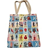 Mexican Loteria Cards Canvas Tote Bag Reusable Mulitcolor 13.5in x 15in