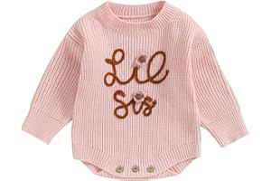 VISGOGO Big Little Sister Matching Sweater Baby Girls Knitted One-Piece Outfits Toddler Brother Sweatshirt Clothes