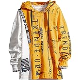 Moshtashio Hoodies for Men Color Block Hoodie with Design Hip Hop Colorful Hooded Pullover Novelty Sweatshirt
