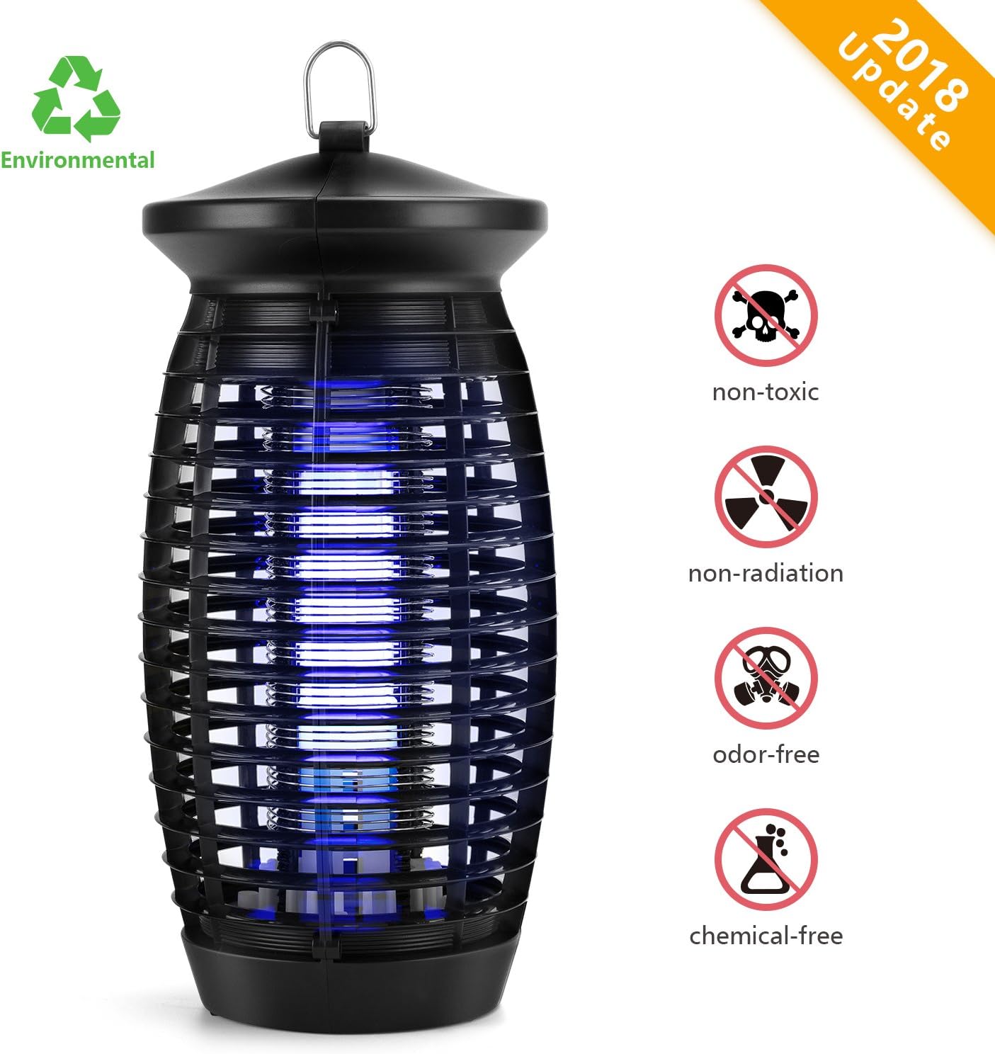 Electric Indoor Bug Zapper, Mosquito Zapper Fly Trap, Insect Killer Fly Zapper Mosquito Trap with 120V UV Bug Light/500 Sq Ft Coverage for Home Garden Patio Yard Office Store (Black)