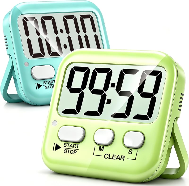 Antonki 2 Pack Digital Timer for Kids Magnetic Countdown Kitchen Timers