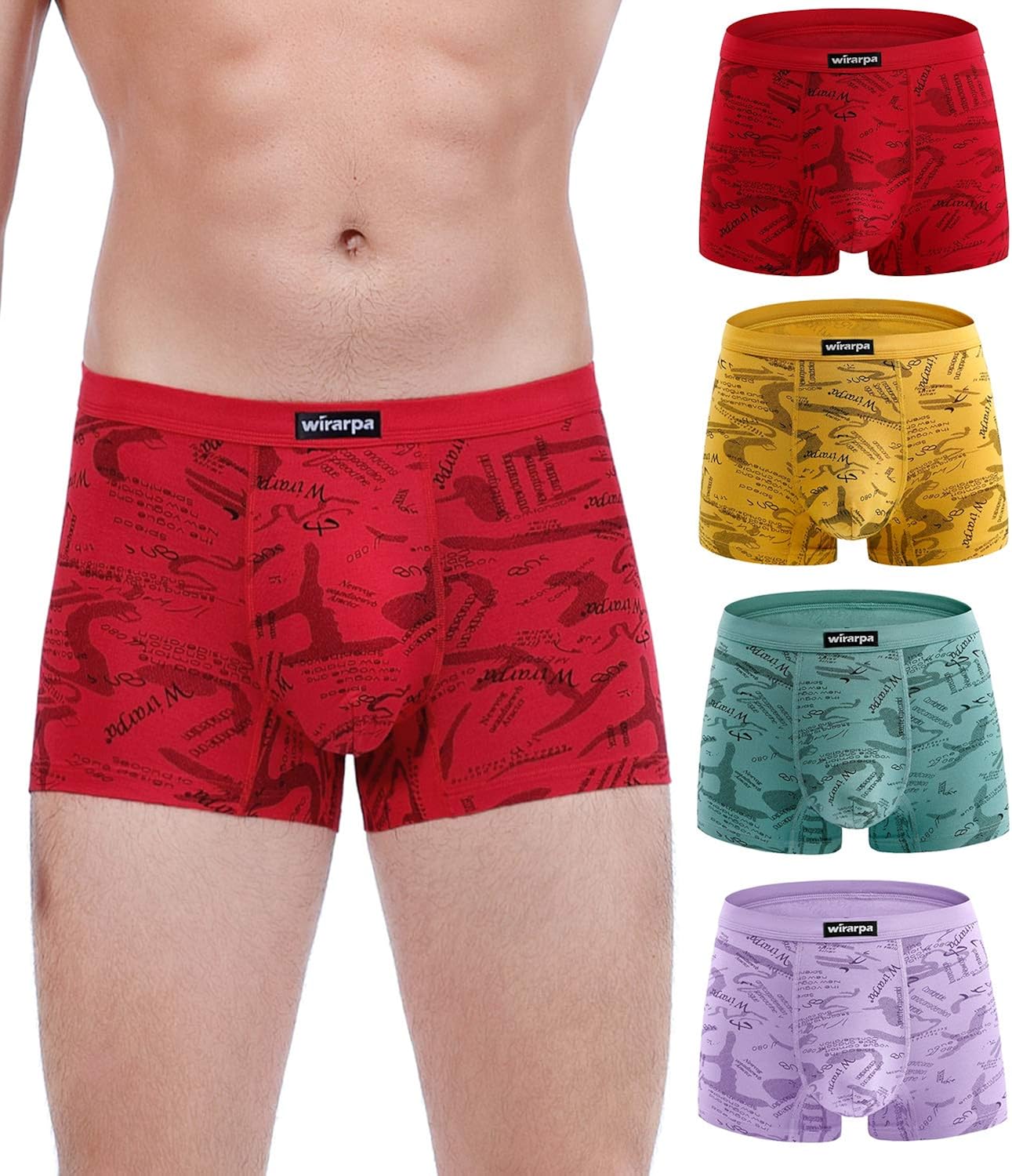 wirarpa Men's Breathable Modal Microfiber Trunks Underwear Covered Band Multipack: Clothing