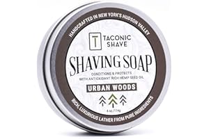 Taconic Shave Barbershop Quality Shaving Soap with Anti-Oxidant Rich Natural Oils – Large 4 Ounce (3 Inch Puck) - Excellent forr All Skin Types (Urban Woods)