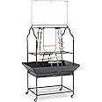 Prevue Pet Products Parrot Playstand with Wheels, Bird Stand Activity Play Center with Perches and Ladders, Indoor Outdoor Playground for Birds, Black Hammertone Finish