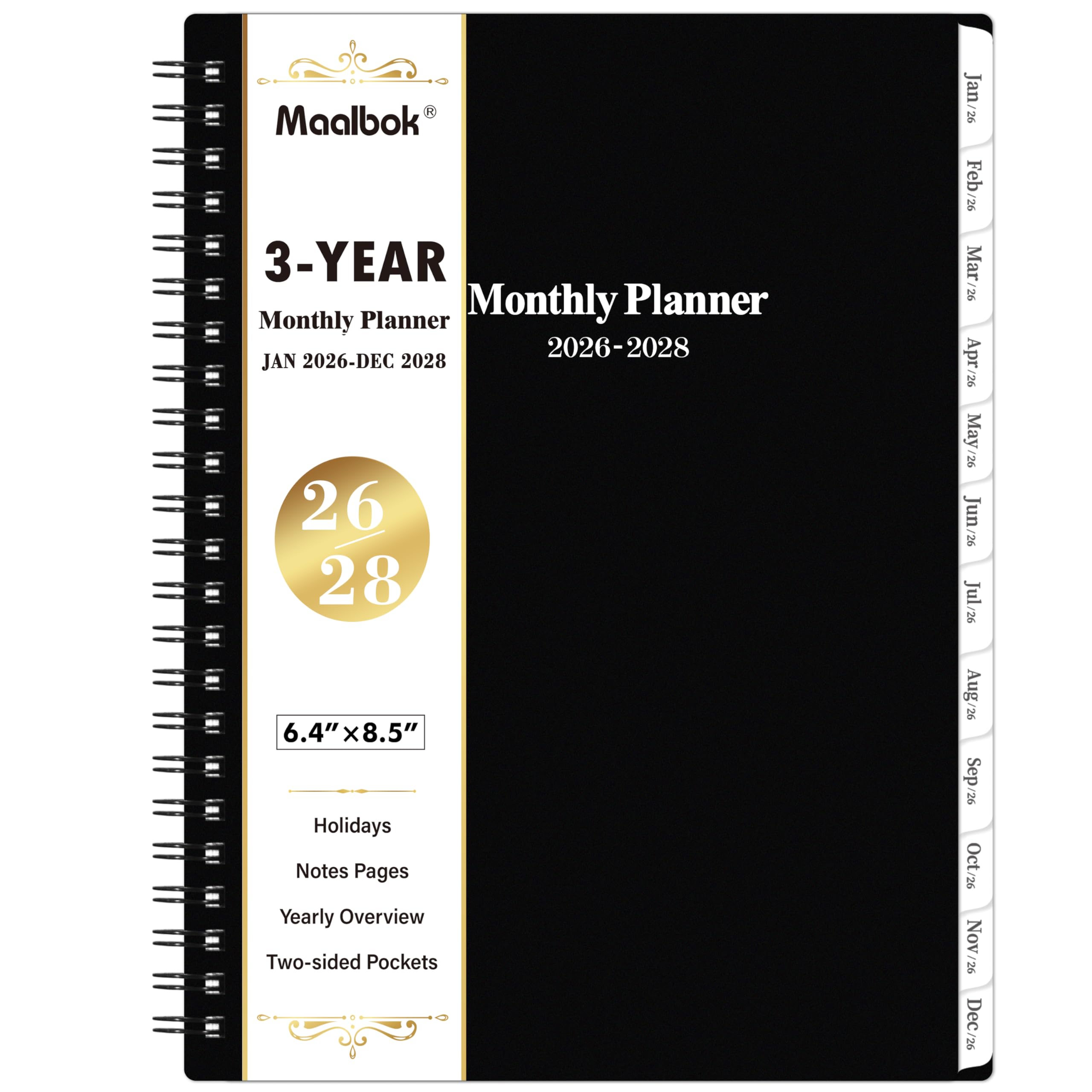 Photo 1 of 2026-2028 Monthly Planner/Calendar - 3 Year Monthly Planner, Jan. 2026 - Dec. 2028, 6.4" x 8.5", 36 Months Tabs, 30 Notes Pages, Double-Side Pocket, Holidays