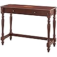 MODERION Solid Wood Home Office Desk with 2 Drawers, Traditional Computer Table, Small Home Writing Desk, Corner Table, Easy Assembly 39.37” x 15.74” x 30.9” Cherry Red Walnut SSZ1533WD