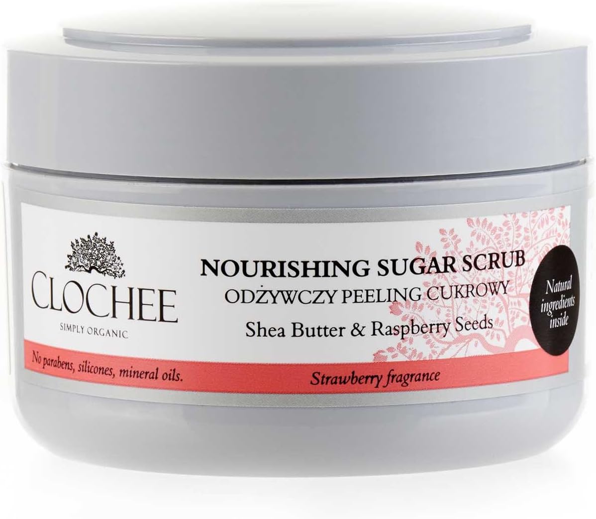 CLOCHEE - Nourishing body scrub - strawberry fragrance - 250 ml - ORGANIC