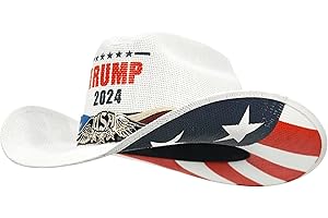 Keilin Trump 2024 Cowboy Cowgirl Hat Patriotic American Flag Straw Western Hat MAGA White