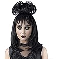 MUPUL Black Cosplay Wig With Bun,Bride Wigs For Costumes,Halloween Costume Wigs For Women