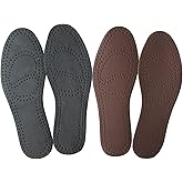 Thin Brown Leather Insoles for Men Boots Black Leather Inserts for Men Dress Shoes and Sandals Shoe Soles Replacement for Sneakers, 2 Pairs/Mens 9.5 M US